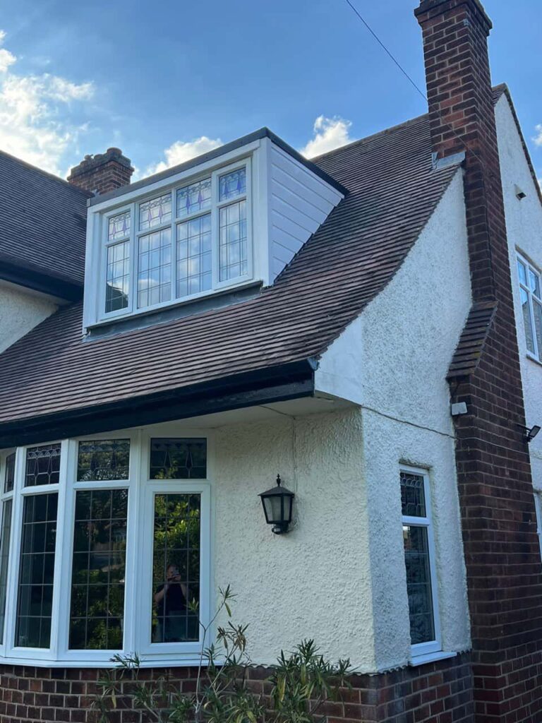 This is a photo of a dormer window which has just had some repairs carried out where the roof and the dormer meet. Works carried out by Broughton Astley Roofing Repairs